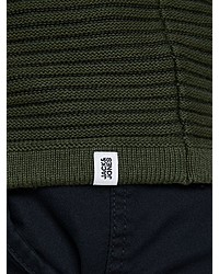 olivgrüner Strick Pullover mit einem Kapuze von Jack & Jones