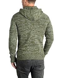 olivgrüner Strick Pullover mit einem Kapuze von Solid