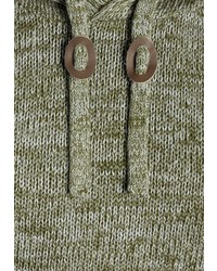 olivgrüner Strick Pullover mit einem Kapuze von Solid