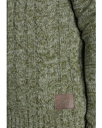 olivgrüner Strick Pullover mit einem Kapuze von Solid