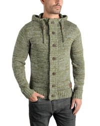 olivgrüner Strick Pullover mit einem Kapuze von Solid