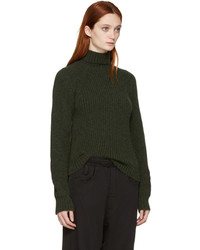 olivgrüner Strick Rollkragenpullover von Haider Ackermann