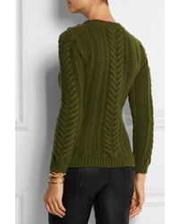 olivgrüner Strickpullover von Balmain