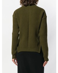 olivgrüner Strickpullover von Rick Owens