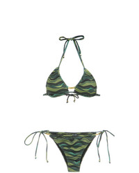 olivgrünes bedrucktes Bikinioberteil von Amir Slama
