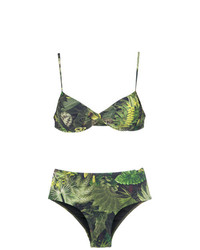 olivgrünes bedrucktes Bikinioberteil von Lygia & Nanny