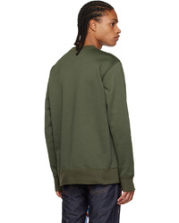 olivgrünes bedrucktes Fleece-Sweatshirt von Junya Watanabe