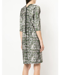 olivgrünes bedrucktes gerade geschnittenes Kleid von Wendy Jim
