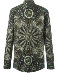 olivgrünes bedrucktes Hemd von Dolce & Gabbana