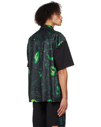 olivgrünes bedrucktes Langarmhemd von Feng Chen Wang