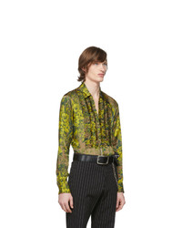 olivgrünes bedrucktes Langarmhemd von Dries Van Noten