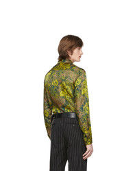 olivgrünes bedrucktes Langarmhemd von Dries Van Noten