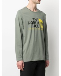 olivgrünes bedrucktes Langarmshirt von The North Face