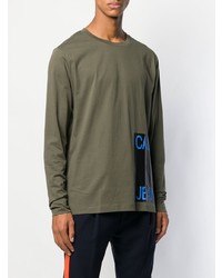 olivgrünes bedrucktes Langarmshirt von Calvin Klein Jeans