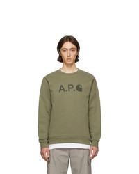 olivgrünes bedrucktes Sweatshirt von A.P.C.