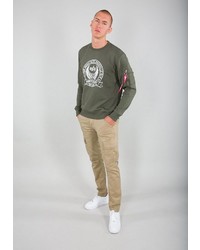 olivgrünes bedrucktes Sweatshirt von Alpha Industries