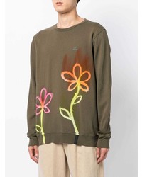 olivgrünes bedrucktes Sweatshirt von Stain Shade