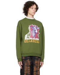 olivgrünes bedrucktes Sweatshirt von Brain Dead