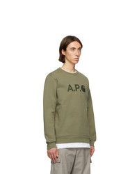 olivgrünes bedrucktes Sweatshirt von A.P.C.
