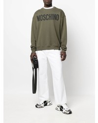 olivgrünes bedrucktes Sweatshirt von Moschino