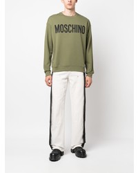 olivgrünes bedrucktes Sweatshirt von Moschino