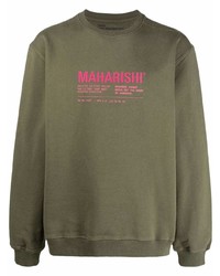 olivgrünes bedrucktes Sweatshirt von Maharishi