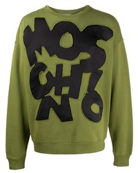 olivgrünes bedrucktes Sweatshirt von Moschino