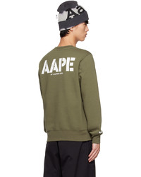 olivgrünes bedrucktes Sweatshirt von AAPE BY A BATHING APE
