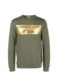 olivgrünes bedrucktes Sweatshirt von Versace Jeans