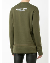 olivgrünes bedrucktes Sweatshirt von Helmut Lang