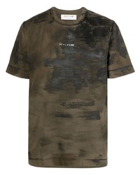 olivgrünes bedrucktes T-Shirt mit einem Rundhalsausschnitt von 1017 Alyx 9Sm