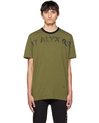 olivgrünes bedrucktes T-Shirt mit einem Rundhalsausschnitt von 1017 Alyx 9Sm