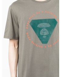 olivgrünes bedrucktes T-Shirt mit einem Rundhalsausschnitt von AAPE BY A BATHING APE