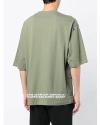 olivgrünes bedrucktes T-Shirt mit einem Rundhalsausschnitt von AAPE BY A BATHING APE