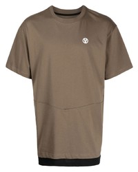 olivgrünes bedrucktes T-Shirt mit einem Rundhalsausschnitt von ACRONYM