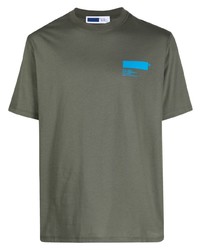 olivgrünes bedrucktes T-Shirt mit einem Rundhalsausschnitt von AFFIX