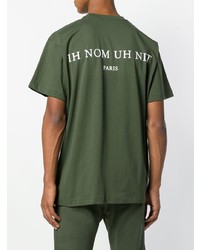 olivgrünes bedrucktes T-Shirt mit einem Rundhalsausschnitt von Ih Nom Uh Nit