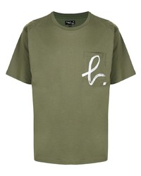 olivgrünes bedrucktes T-Shirt mit einem Rundhalsausschnitt von agnès b.