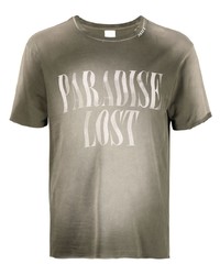 olivgrünes bedrucktes T-Shirt mit einem Rundhalsausschnitt von Alchemist