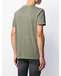 olivgrünes bedrucktes T-Shirt mit einem Rundhalsausschnitt von Frankie Morello