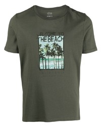 olivgrünes bedrucktes T-Shirt mit einem Rundhalsausschnitt von Altea