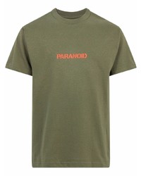 olivgrünes bedrucktes T-Shirt mit einem Rundhalsausschnitt von Anti Social Social Club
