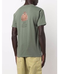 olivgrünes bedrucktes T-Shirt mit einem Rundhalsausschnitt von Stone Island