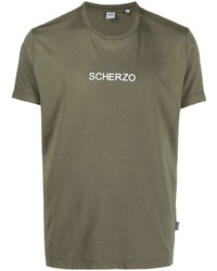 olivgrünes bedrucktes T-Shirt mit einem Rundhalsausschnitt von Aspesi