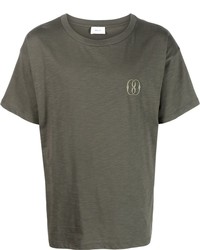 olivgrünes bedrucktes T-Shirt mit einem Rundhalsausschnitt von Bally