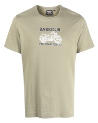 olivgrünes bedrucktes T-Shirt mit einem Rundhalsausschnitt von Barbour International