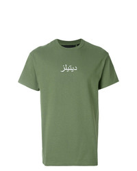 olivgrünes bedrucktes T-Shirt mit einem Rundhalsausschnitt von Blood Brother