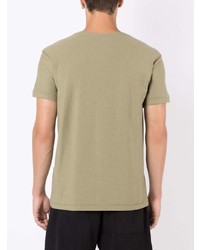 olivgrünes bedrucktes T-Shirt mit einem Rundhalsausschnitt von OSKLEN