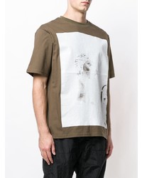 olivgrünes bedrucktes T-Shirt mit einem Rundhalsausschnitt von Upww