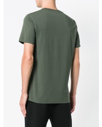 olivgrünes bedrucktes T-Shirt mit einem Rundhalsausschnitt von Ron Dorff